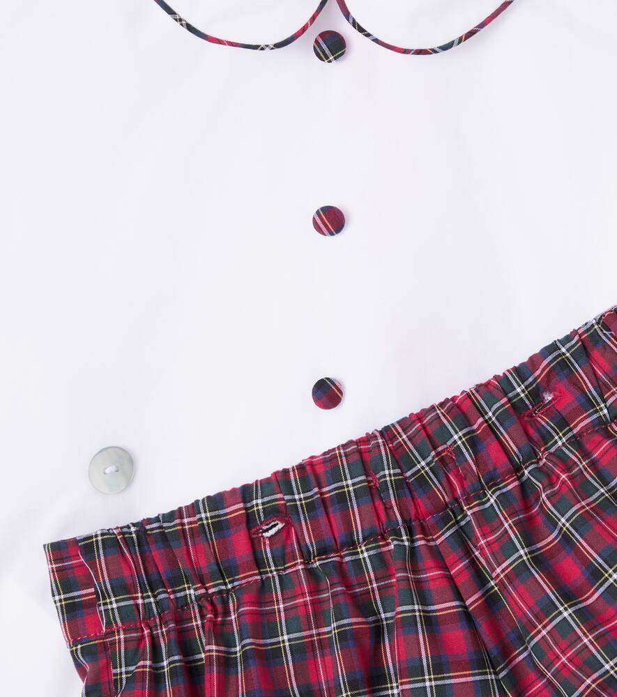 Комплект Baby Pablo: хлопковая блузка и шорты La Coqueta, Red Tartan — фото 3