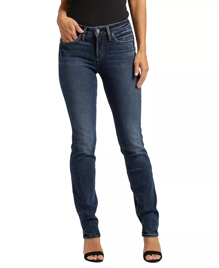 

Джинсы Suki Curvy Mid Rise Straight-Leg Silver Jeans Co., синий