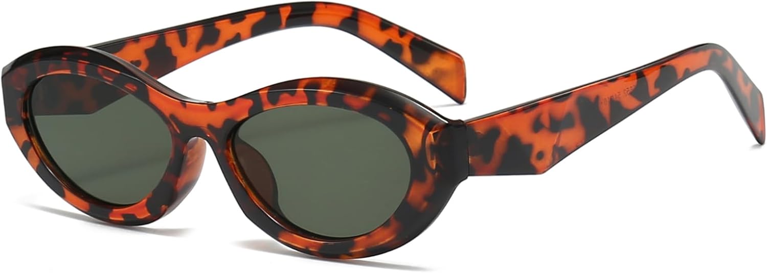 

Ретро-солнцезащитные очки овальной формы «кошачий глаз» — поляризованные, с защитой от УФ-излучения UV400, в маленькой оправе, модные винтажные, узкие Plinvo, Leopard Green