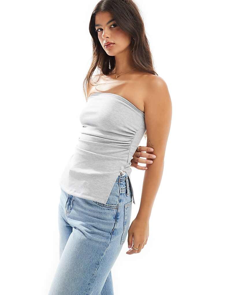 

Серый удлиненный топ-бандо Bershka