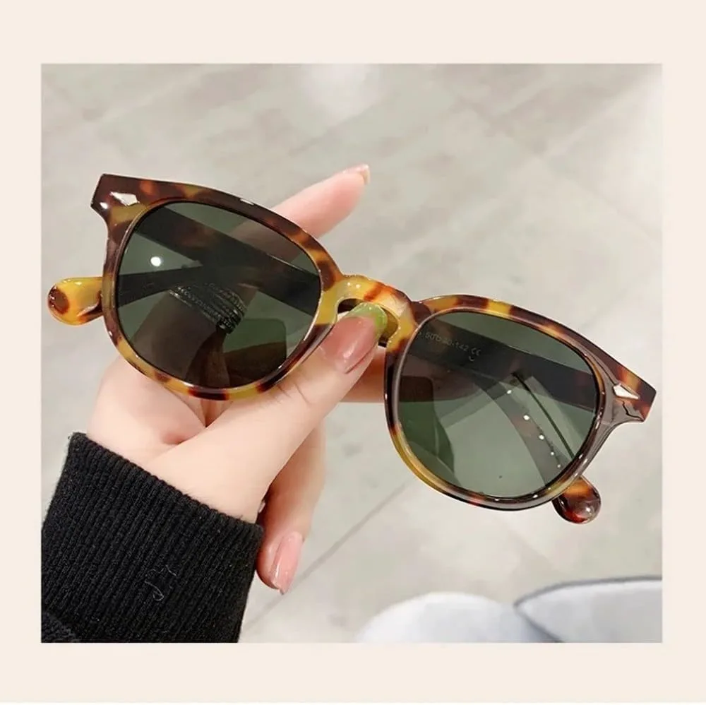 

Ретро круглые солнцезащитные очки для женщин, модные очки с заклепками, мужские солнцезащитные очки в стиле панк с леопардовым принтом GHVWYX, Black Clear Frame