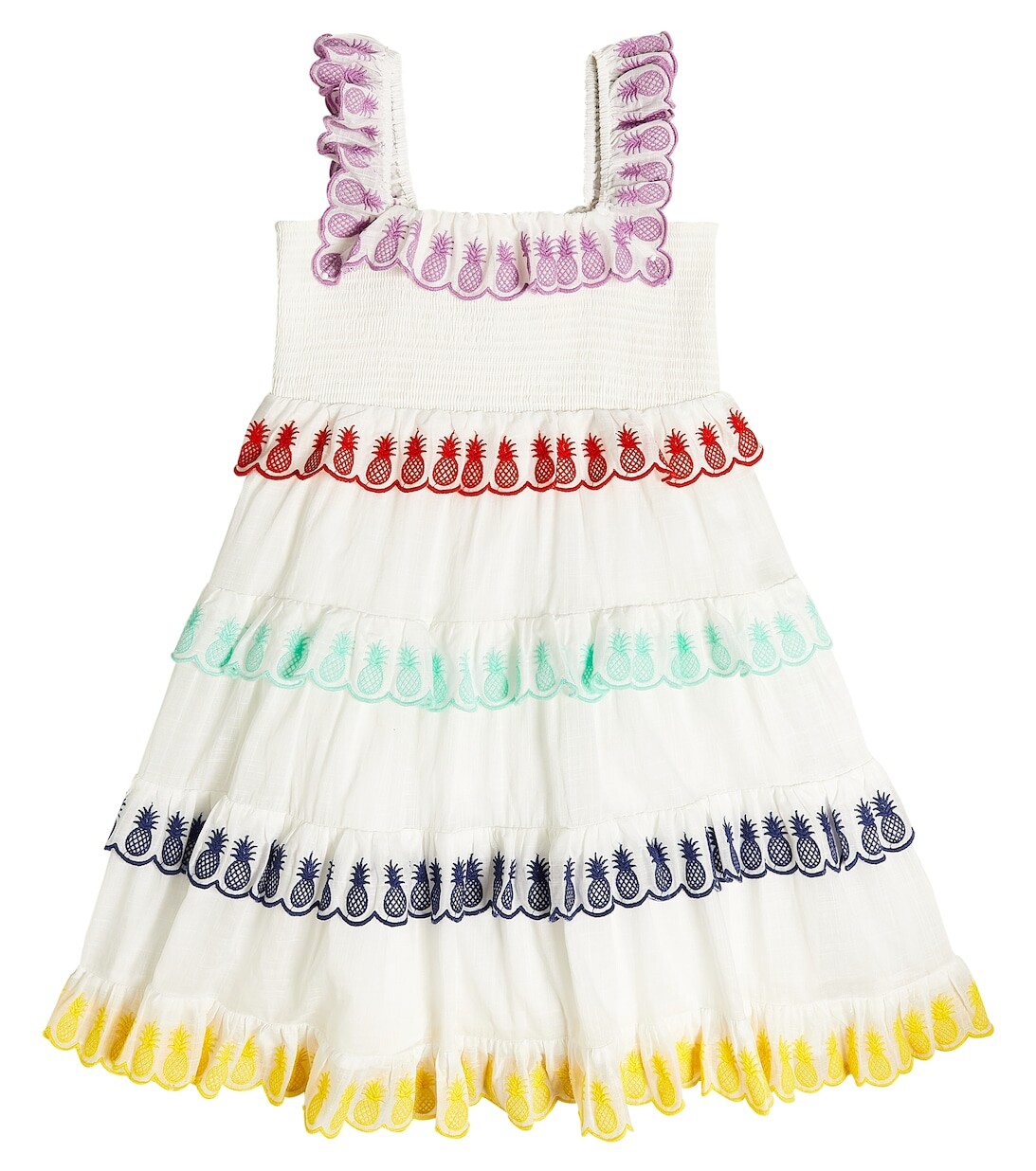 

Платье Raie из хлопка с оборками Zimmermann Kids, белый