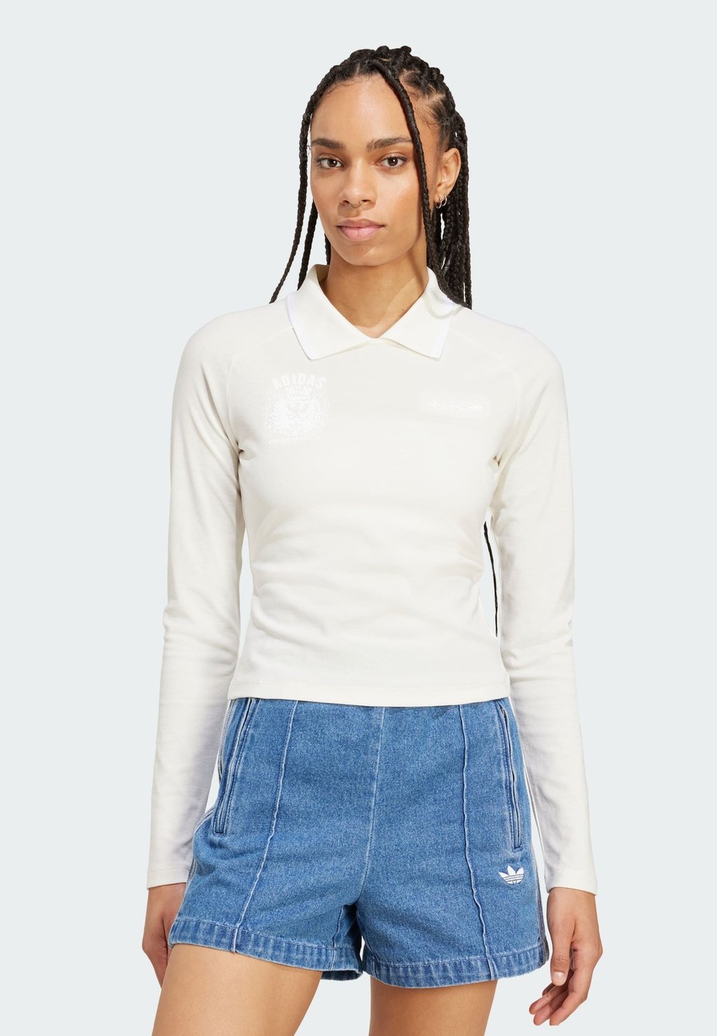 

Футболка с длинным рукавом Polo Adidas Originals, слоновая кость