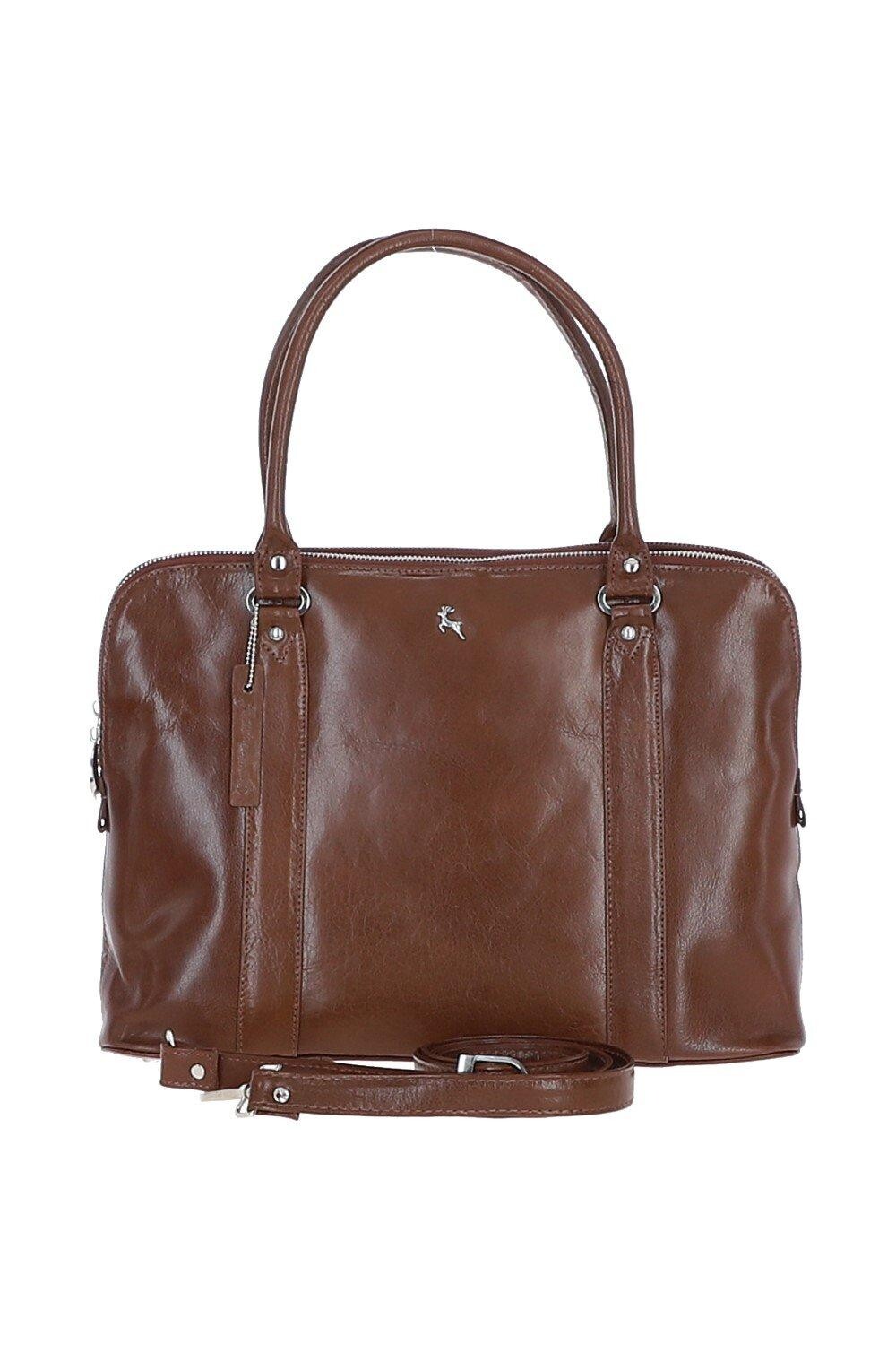 

Большая трехсекционная кожаная сумка растительного дубления Ashwood Leather, коричневый