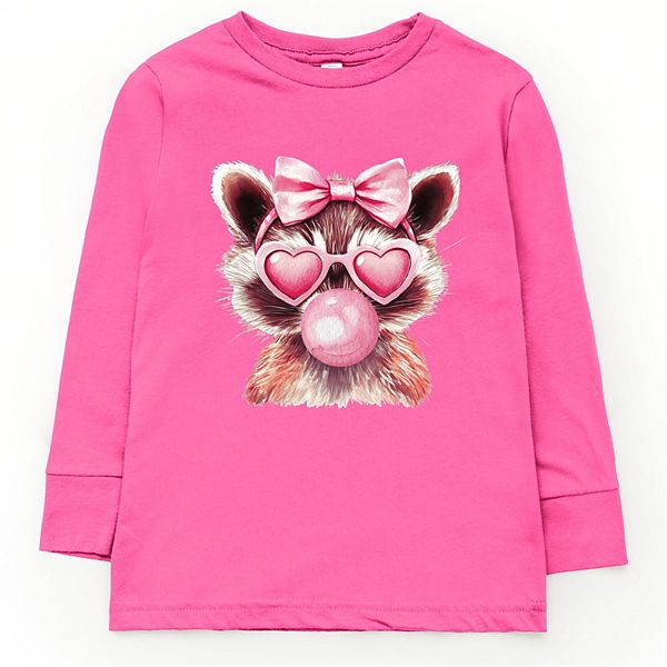 

Футболка с длинным рукавом Valentine raccoon with bubblegum для малышей The Juniper Shop, Hot Pink