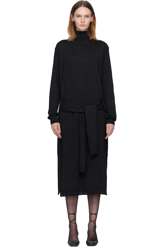 

Серое платье миди с эффектом обманчивой перспективы Lemaire, антрацит