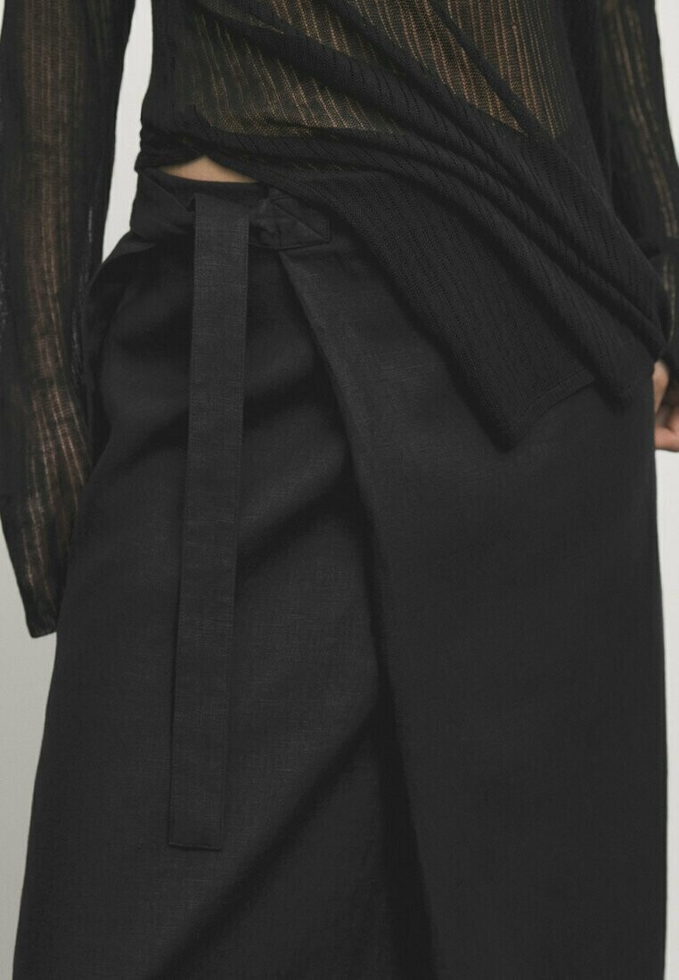 

Юбка с запахом Pareo Massimo Dutti, черная