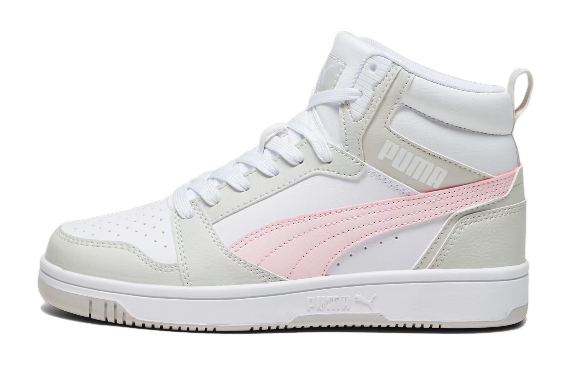 

PUMA Детские кроссовки для скейтбординга Rebound V6 Mid Top, серые, белые, розовые, подростковые