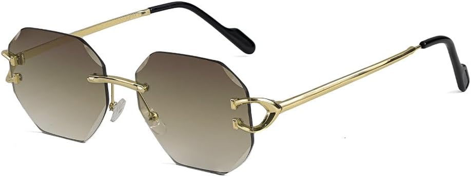 

Ретро-солнцезащитные очки без оправы для мужчин в стиле панк, с многоугольными градиентными линзами и металлическими дужками, для женщин, для путешествий, вечеринок и фестивалей, в качестве подарка WNCKSQ, C04 Brown