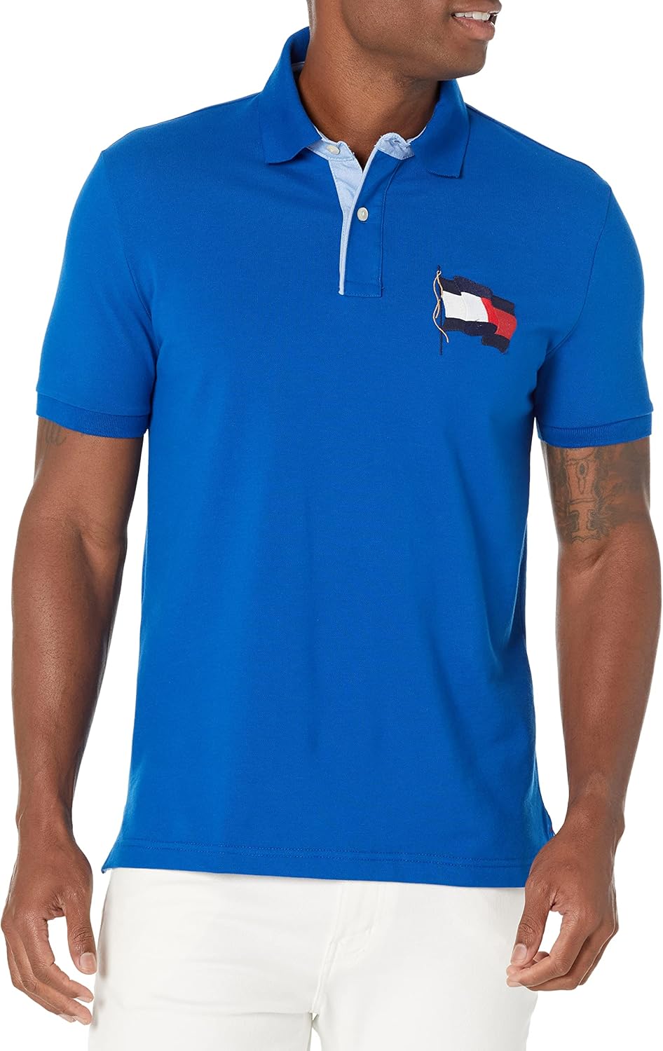 

Мужская рубашка-поло Tommy Hilfiger с коротким рукавом из хлопка пике с флагом, индивидуальная посадка, Greek Isle Blue, Синий, Мужская рубашка-поло Tommy Hilfiger с коротким рукавом из хлопка пике с флагом, индивидуальная посадка, Greek Isle Blue