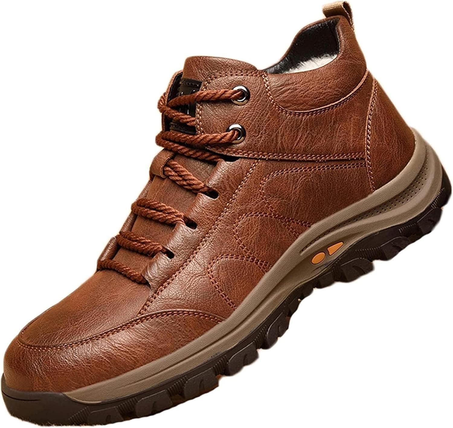 

Мужские теплые ботинки Yiozoi до щиколотки, осенне-зимние, износостойкая кожа для повседневной носки, удобные мужские повседневные ботинки для улицы, коричневый