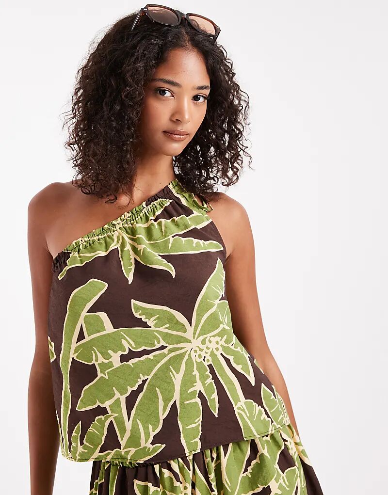 

Топ на одно плечо ASOS DESIGN с принтом пальмы