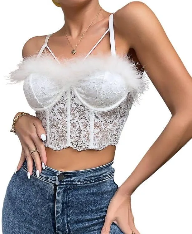 

Женский сексуальный топ-бралетт с кружевной шнуровкой и глубоким вырезом BXT