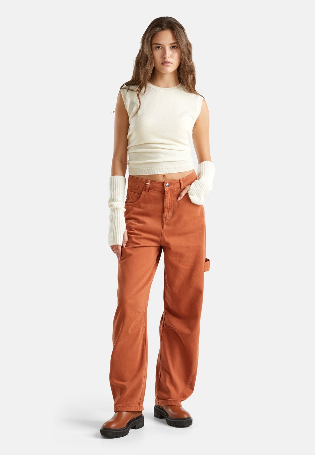 

Джинсы прямого кроя BAGGY FIT United Colors of Benetton, коричневый