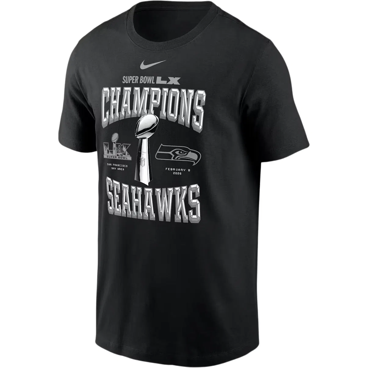 Футболка мужская NFL Seattle Seahawks Super Bowl Lx Champions Trophy Collection Nike, Black