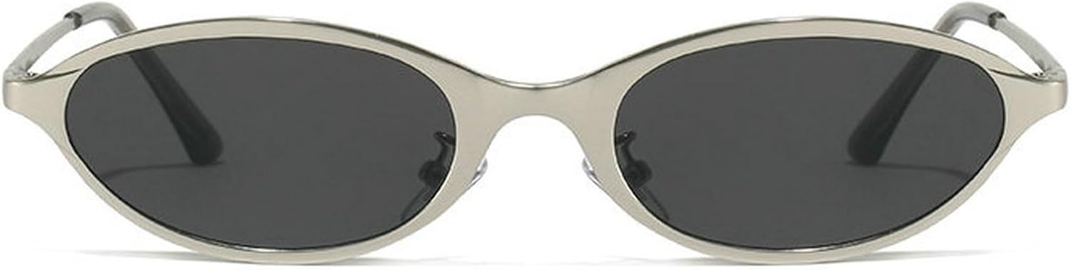

Солнцезащитные очки COTIA 2026 в стиле ретро, ​​овальные, для женщин и мужчин, с маленькой металлической оправой, в стиле панк, модные солнцезащитные очки, милое украшение, Silver Grey
