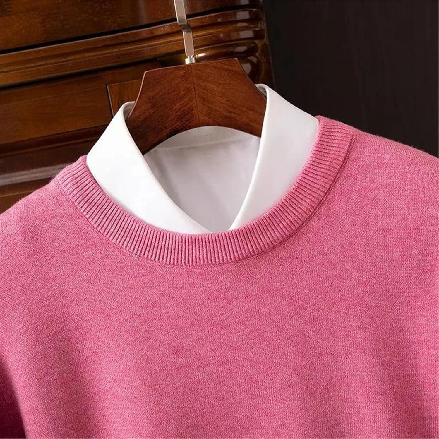 Мужской свитер 100% cashmere O-neck pullover large size — фото 2