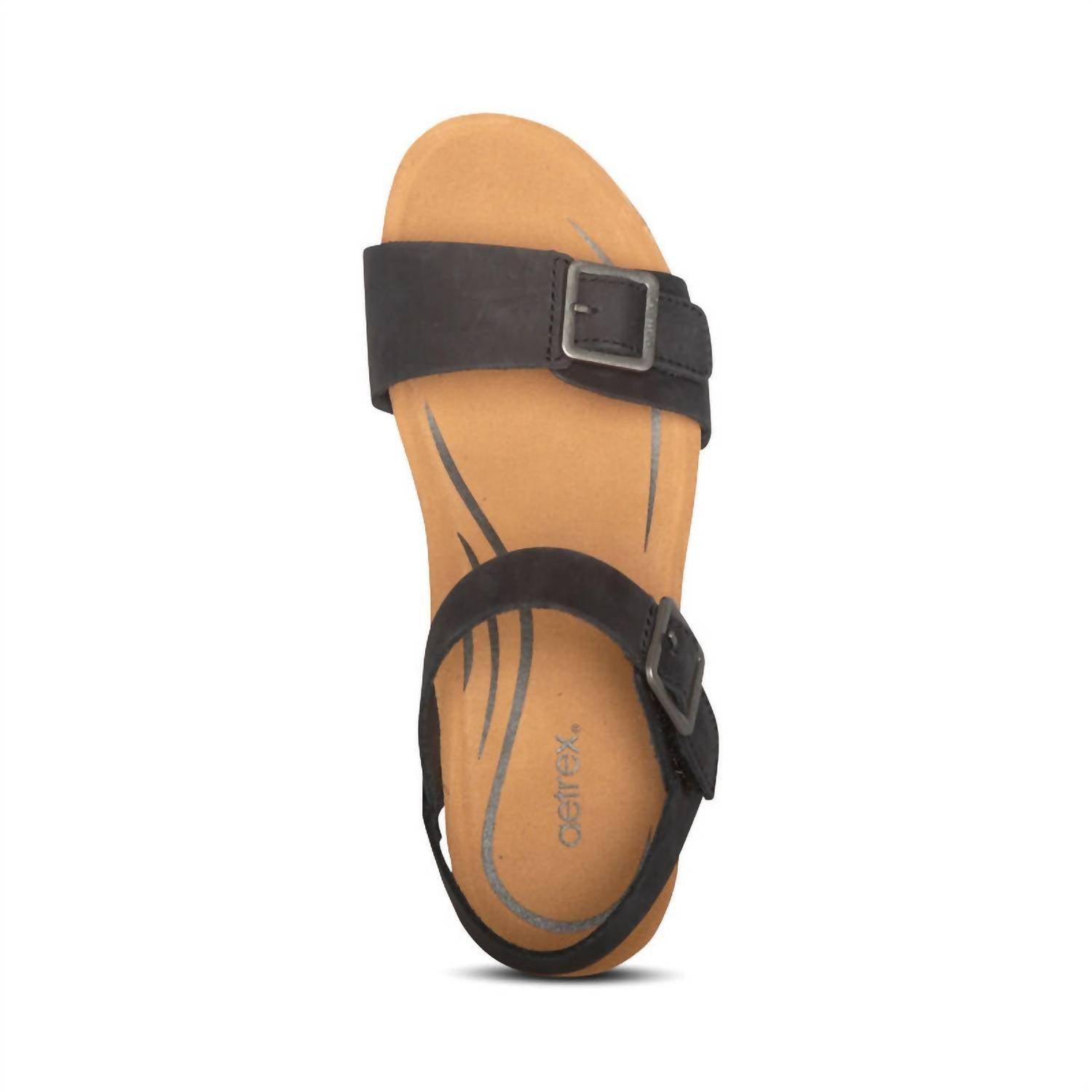 Сандалии Lexa Quarter Strap Wedge на танкетке черного цвета Aetrex — фото 4