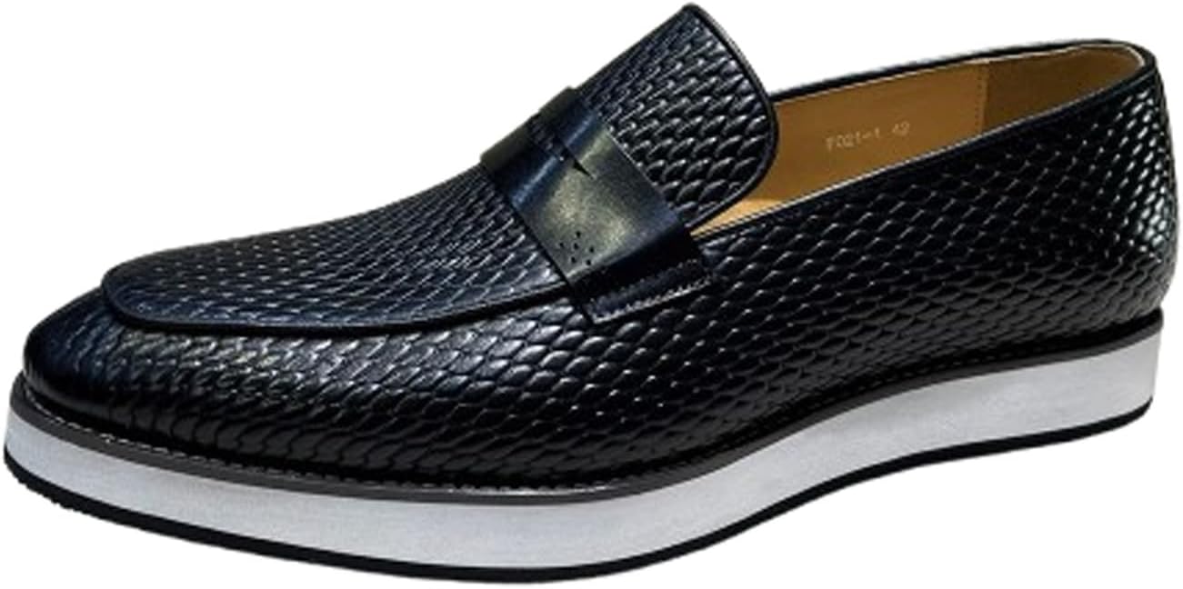 

Мужские классические туфли Santimon Slip On Penny - верх из текстурированной кожи с комфортной стелькой, легкая повседневная и формальная обувь для бизнеса и свадеб, черный