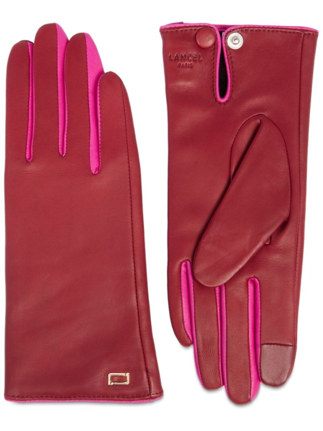 

Lancel кожаные перчатки с контрастной отделкой, красный
