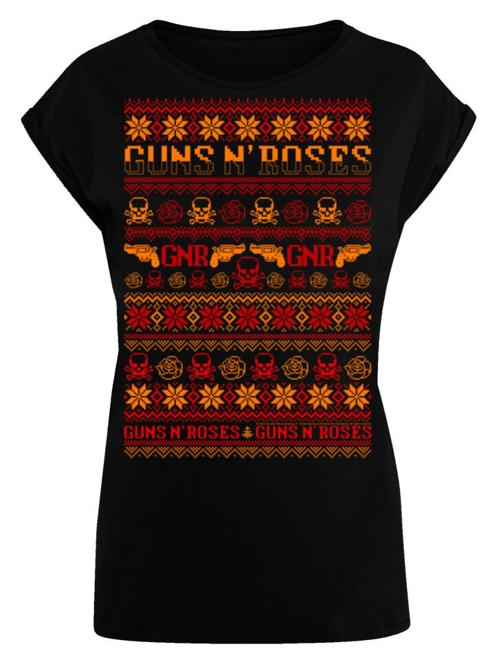 

Футболка F4NT4STIC Extended Shoulder T-Shirt Guns And Roses Christmas, черный