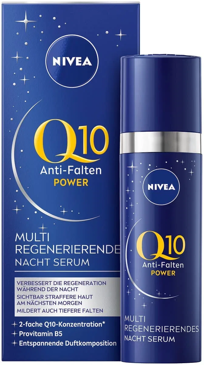 Сыворотка Beiersdorf — Ночная мультирегенерирующая Nivea Q10 Anti-Wrinkle Power с провитамином B5 и Q10, 30 мл