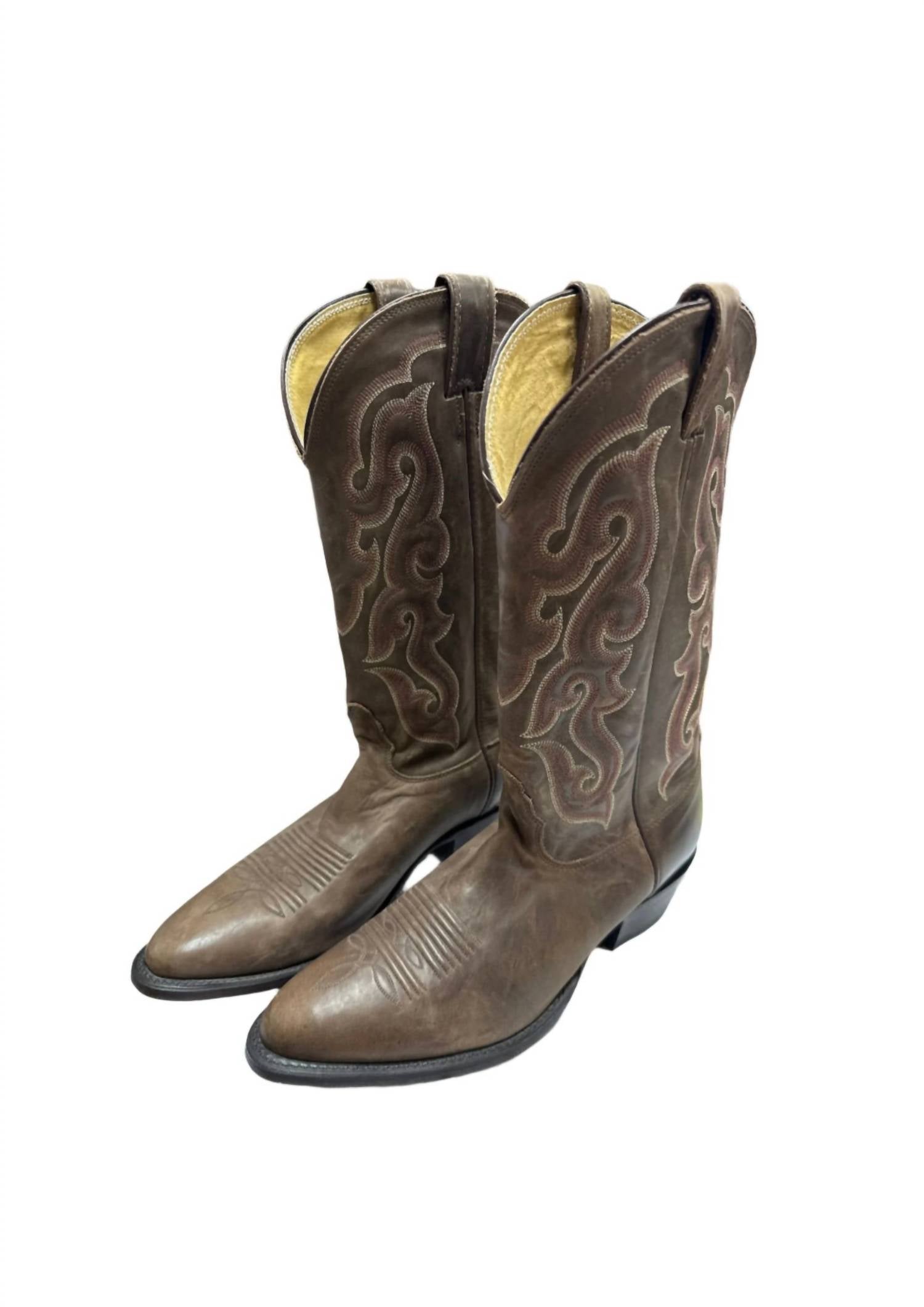 

Мужские заостренные вестерн-ковбойские сапоги в коричневом цвете Nocona Boots