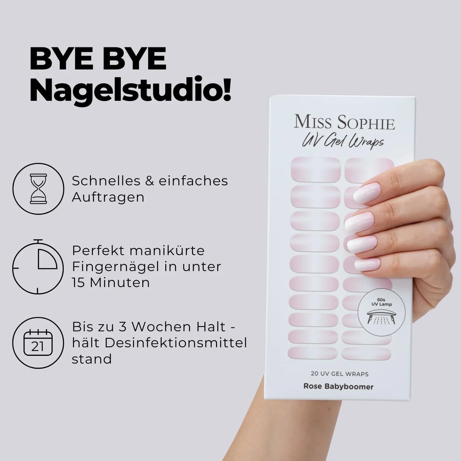 Набор УФ-стикеров для ногтей «Nude Baby Boomer UV & Rose Baby Boomer UV» от Miss Sophie Miss Sophie — фото 3