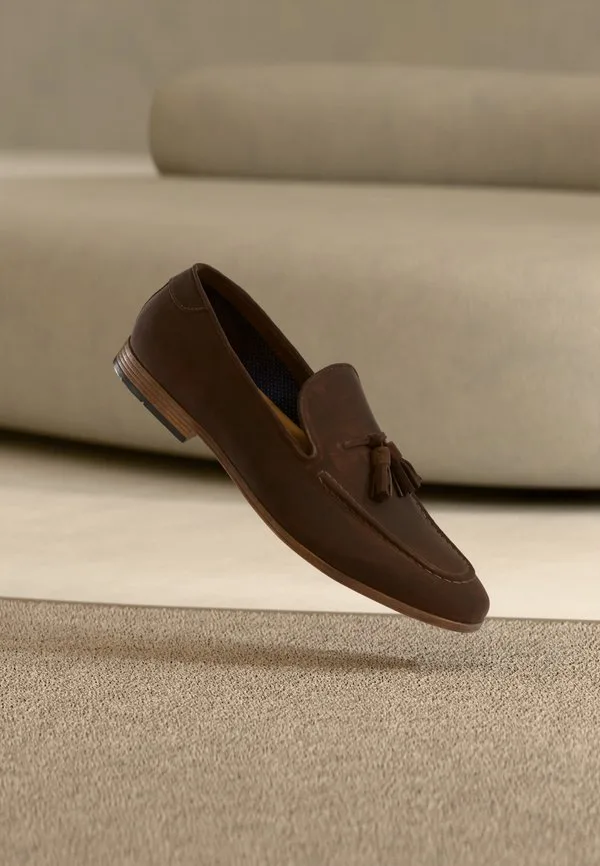 Кожаные стильные слипоны Pier One, Dark Brown