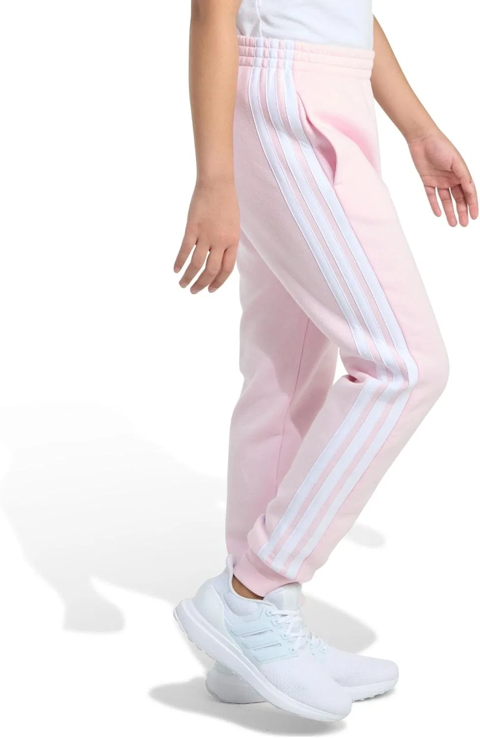 Детские флисовые спортивные брюки Adidas с тремя полосками, Clear Pink — фото 2