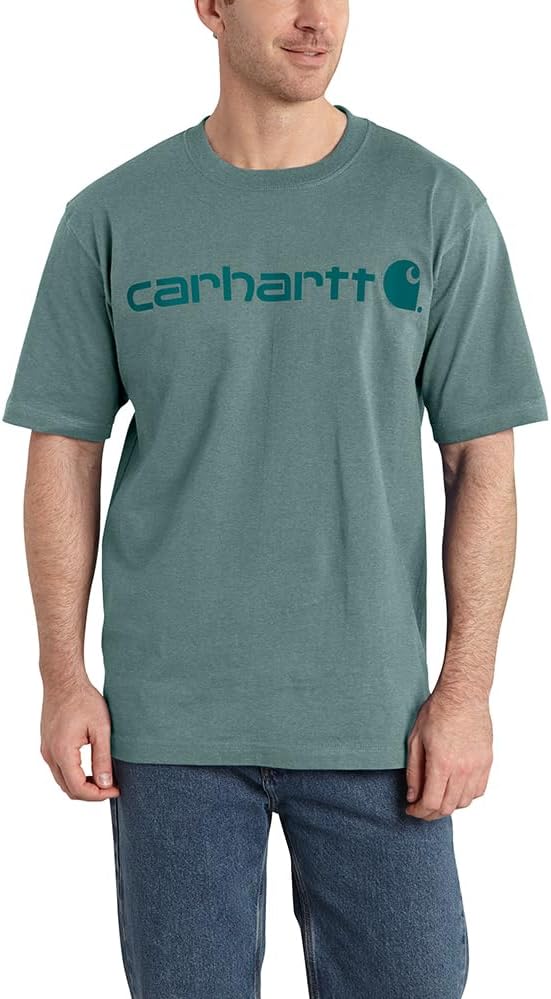 

Мужская футболка Carhartt с коротким рукавом и большим фирменным логотипом, Sea Pine Heather