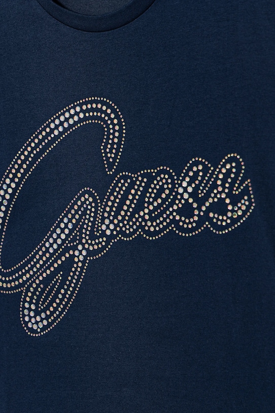 Детская хлопковая футболка Guess, темно-синий — фото 3