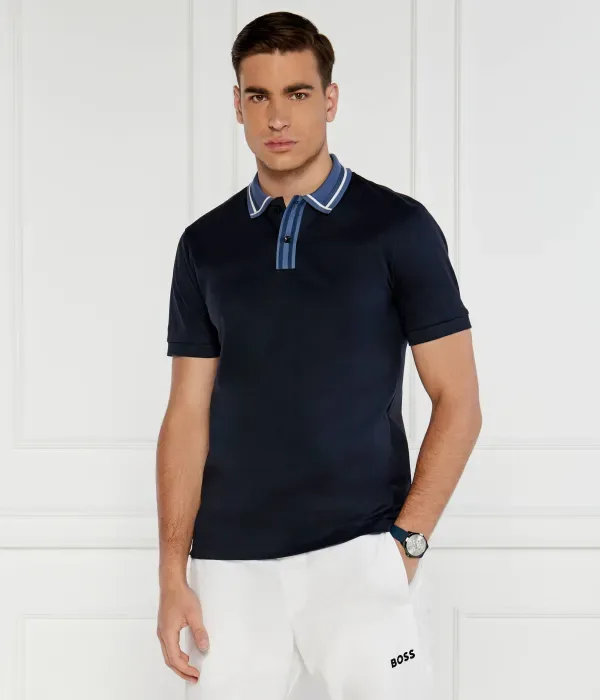 Поло Филлипсон 36 slim fit Boss, темно-синий — фото 3