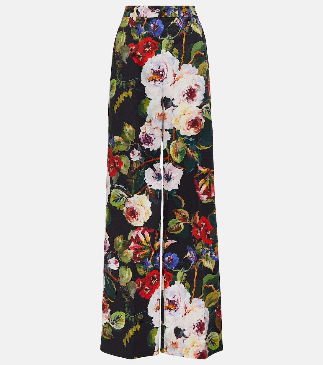 

Широкие брюки из смесового хлопка с цветочным принтом Dolce&Gabbana, мультиколор