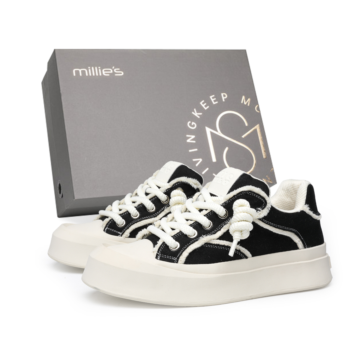 

Износостойкие мужские кроссовки для скейтбординга MILLIE'S Millies, Black White All-Season