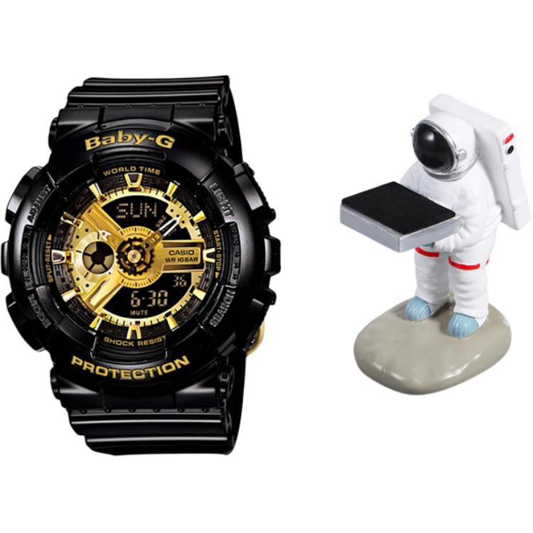 

Женские часы BABY-G черные CASIO с подставкой в виде космонавта