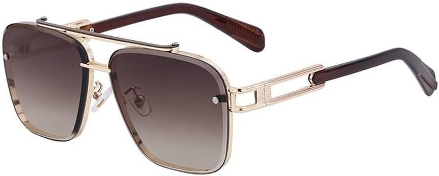 

Солнцезащитные очки в металлической оправе для мужчин и женщин, роскошные, модные, большие, ретро, ​​с защитой от ультрафиолета UV400, SUN2112 Generic, C3goldbrowngray