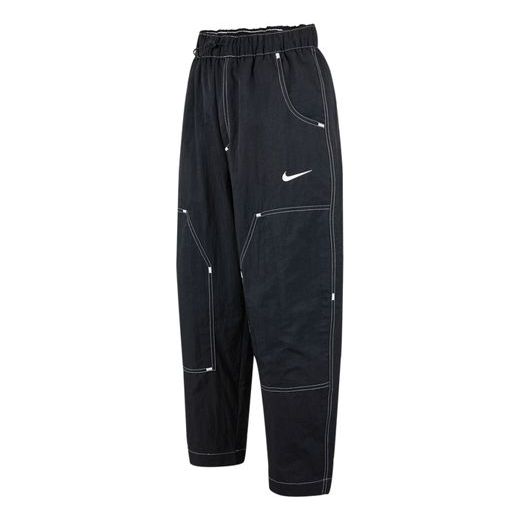 

Повседневные брюки (WMNS) Nike SS22 Logo Embroidered Casual Woven Long Pants/Trousers Autumn Black DM6210-010