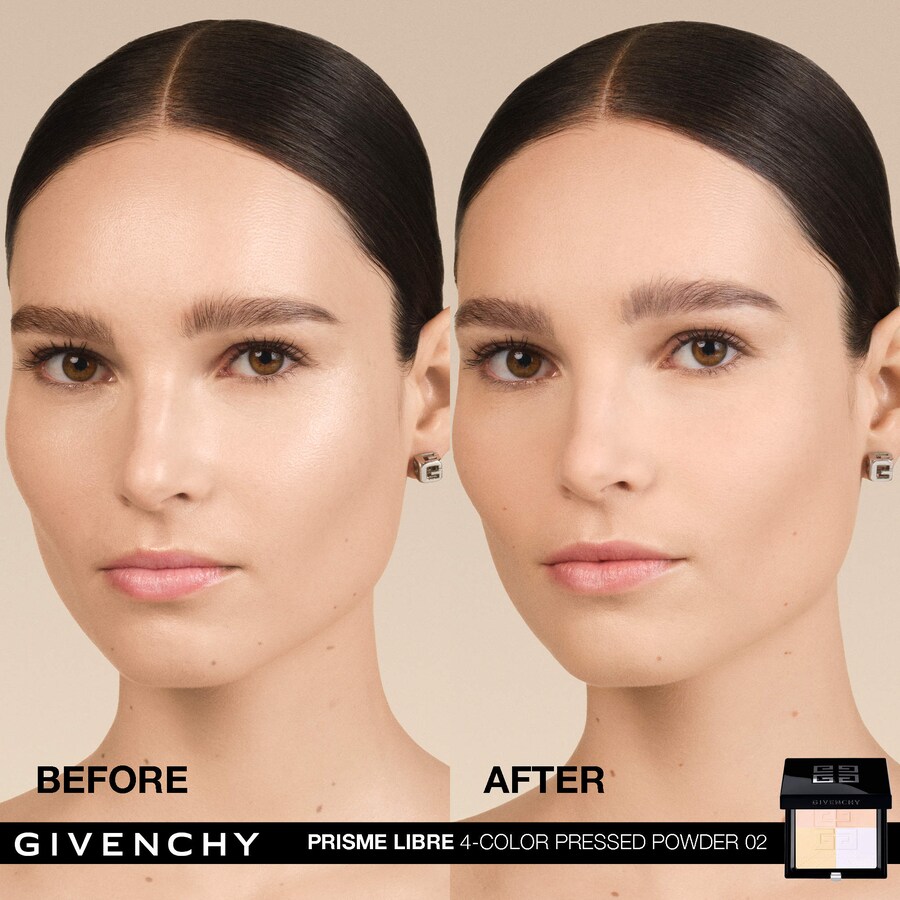 Прессованная матирующая пудра Prisme Libre для разглаживания и коррекции цвета Givenchy, 0.2 oz /7 g, 02 Satin Blanc — фото 3