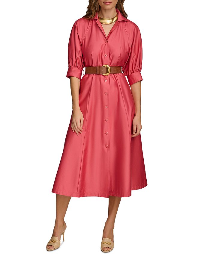 

Платье миди с поясом и атласным силуэтом Donna Karan, розовый