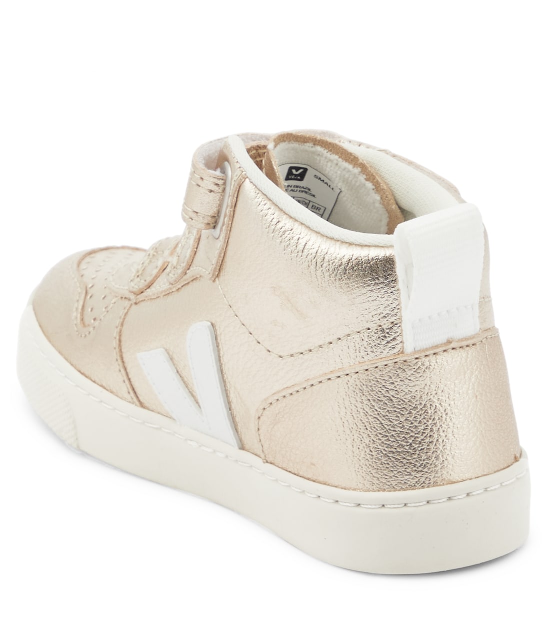 Кроссовки V-10 Mid из металлизированной кожи Veja Kids, Platine_white — фото 3