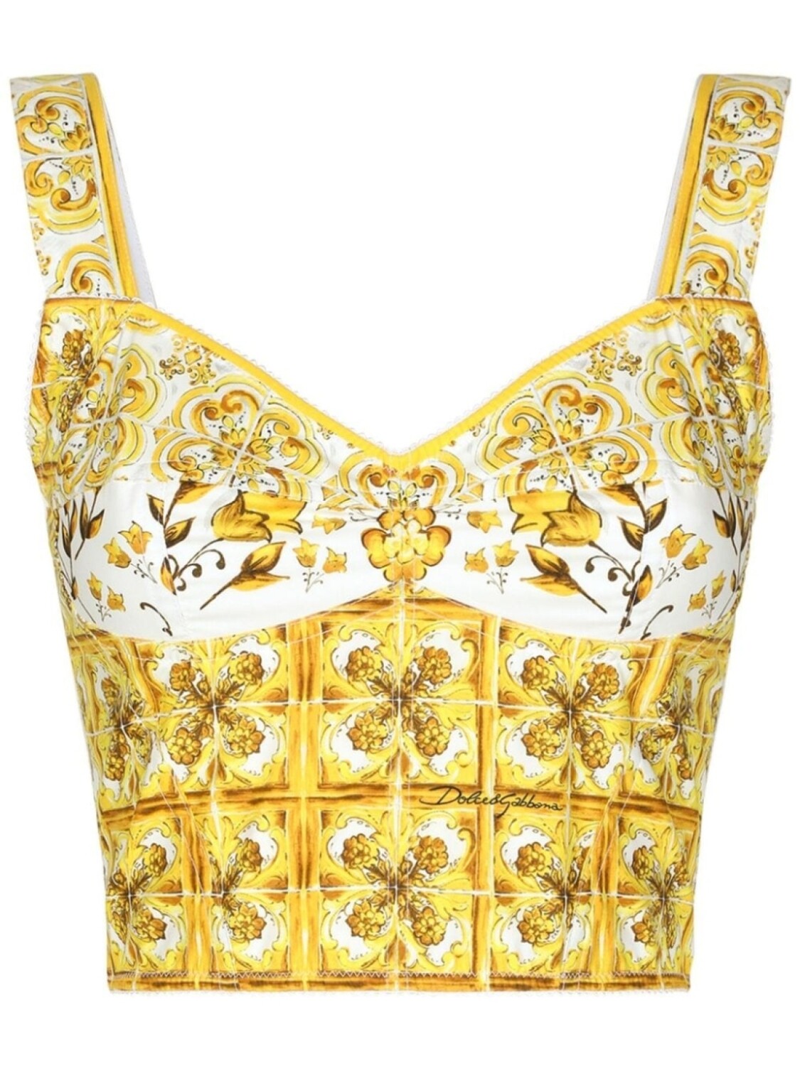 

Dolce & Gabbana укороченный топ-корсет с принтом Majolica, желтый
