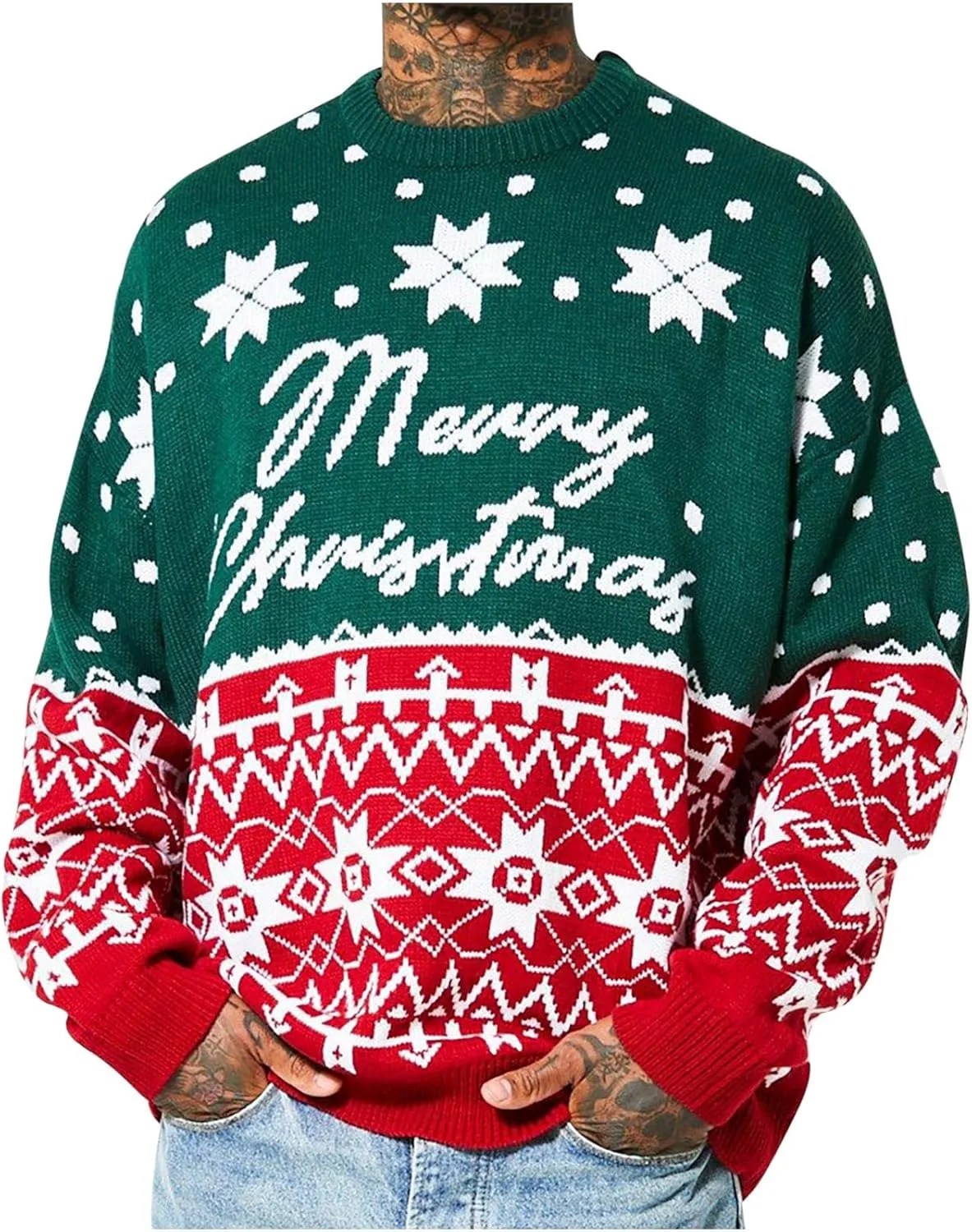 Свитер Funny Ugly Christmas для мужчин 2024, Crewneck, длинный рукав