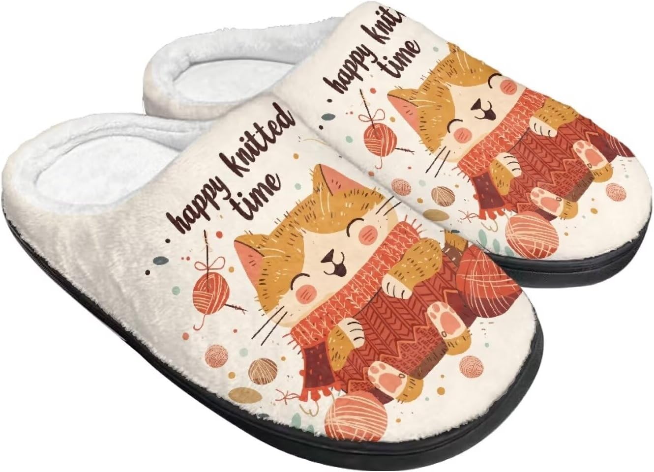 

Домашние тапочки для женщин и мужчин, теплые с эффектом памяти, пушистые тапочки Rweroyiu, Cute Kitten