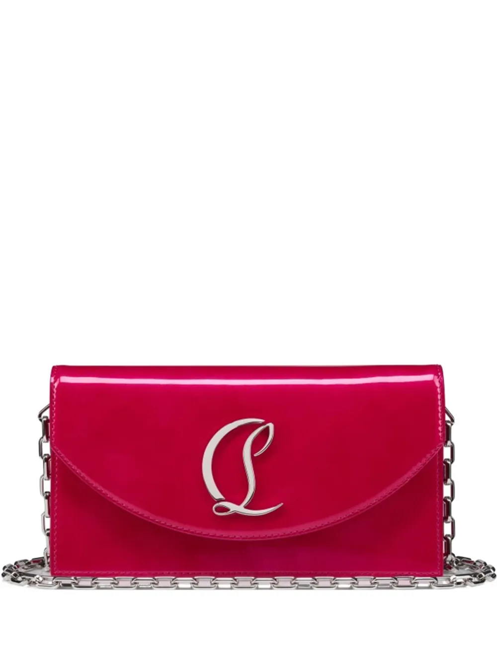 

Лакированный клатч с цепочкой Christian Louboutin, розовый