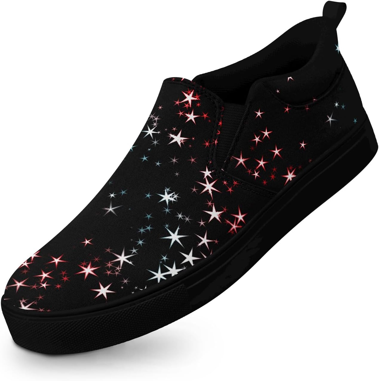 

Унисекс слипоны из холщовой ткани AWSOLE - принт с небесными звездами и луной - легкие повседневные балетки для прогулок, путешествий и ежедневной носки, черный
