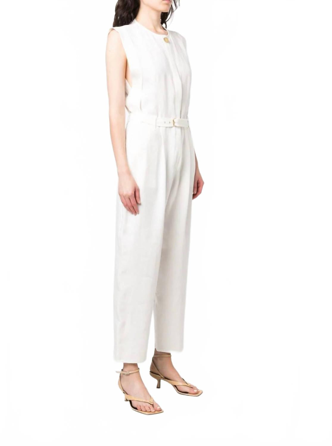 

Танта комбинезон из льна в белом Le Kasha