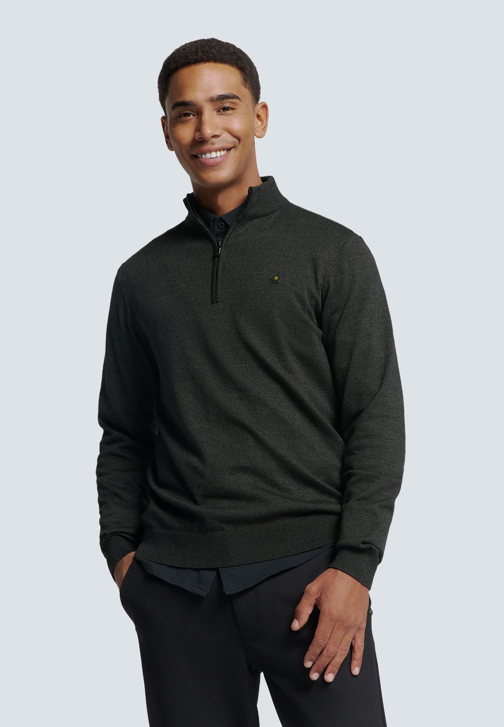 

Джемпер TIMELESS BASICS HALF-ZIP NO EXCESS, темно-серый