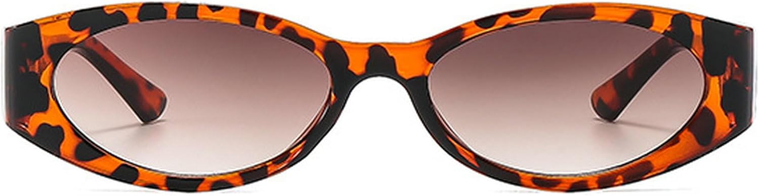 

Ретро овальные солнцезащитные очки для женщин в стиле 90-х, маленькие коричневые солнцезащитные очки с защитой от УФ-излучения, модные узкие очки в стиле Y2k mincl, Leopard Brown