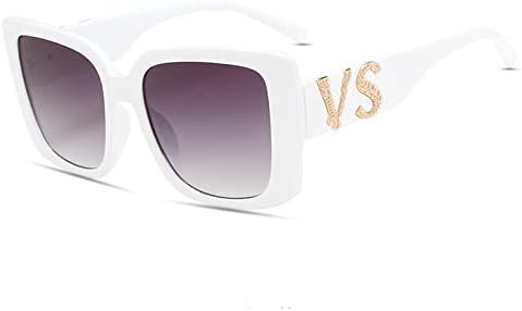 

Солнцезащитные очки в большой оправе с буквами VS для женщин и мужчин, в стиле ретро, ​​женские, с защитой от УФ-излучения UV400, большие солнцезащитные очки MTZJH, White Gray